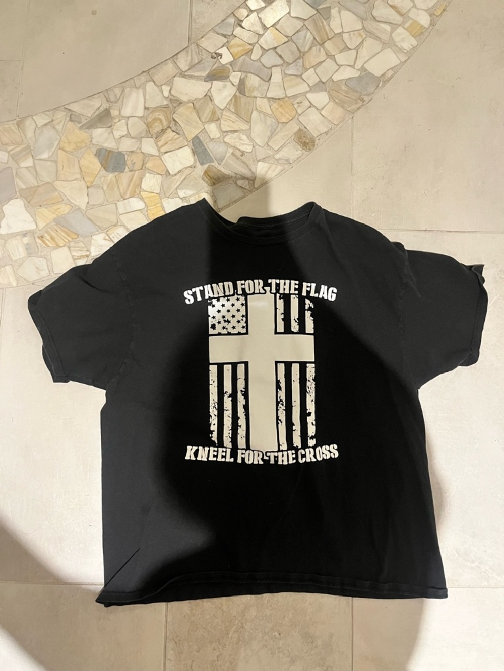 Kids Black Graphic Tee - Stand for the Flag, Kneel for the Cross